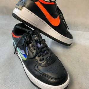 Women’s Nike Air Force One Shadow Black Pixel Swoosh - Size 7